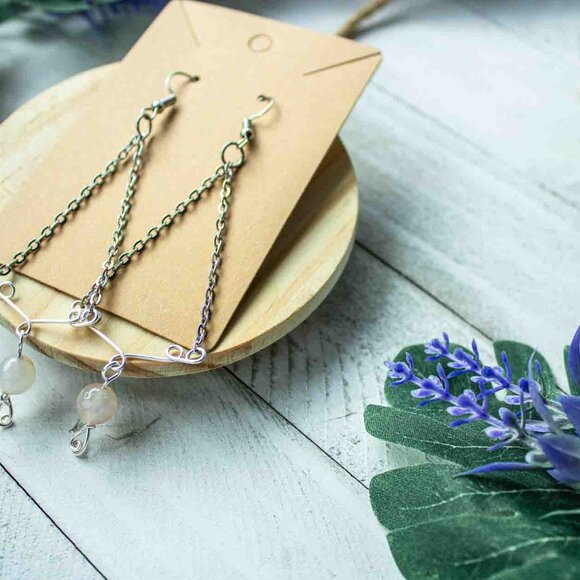 Triangle Chain Dangle Earrings with Stainless Steel Chain - Picture 13 of 13